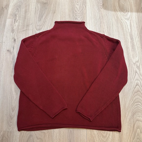 J CREW 100% cotton roll neck fisherman sweater X-LARGE tag vtg 90s y2k prep trad - Picture 6 of 7